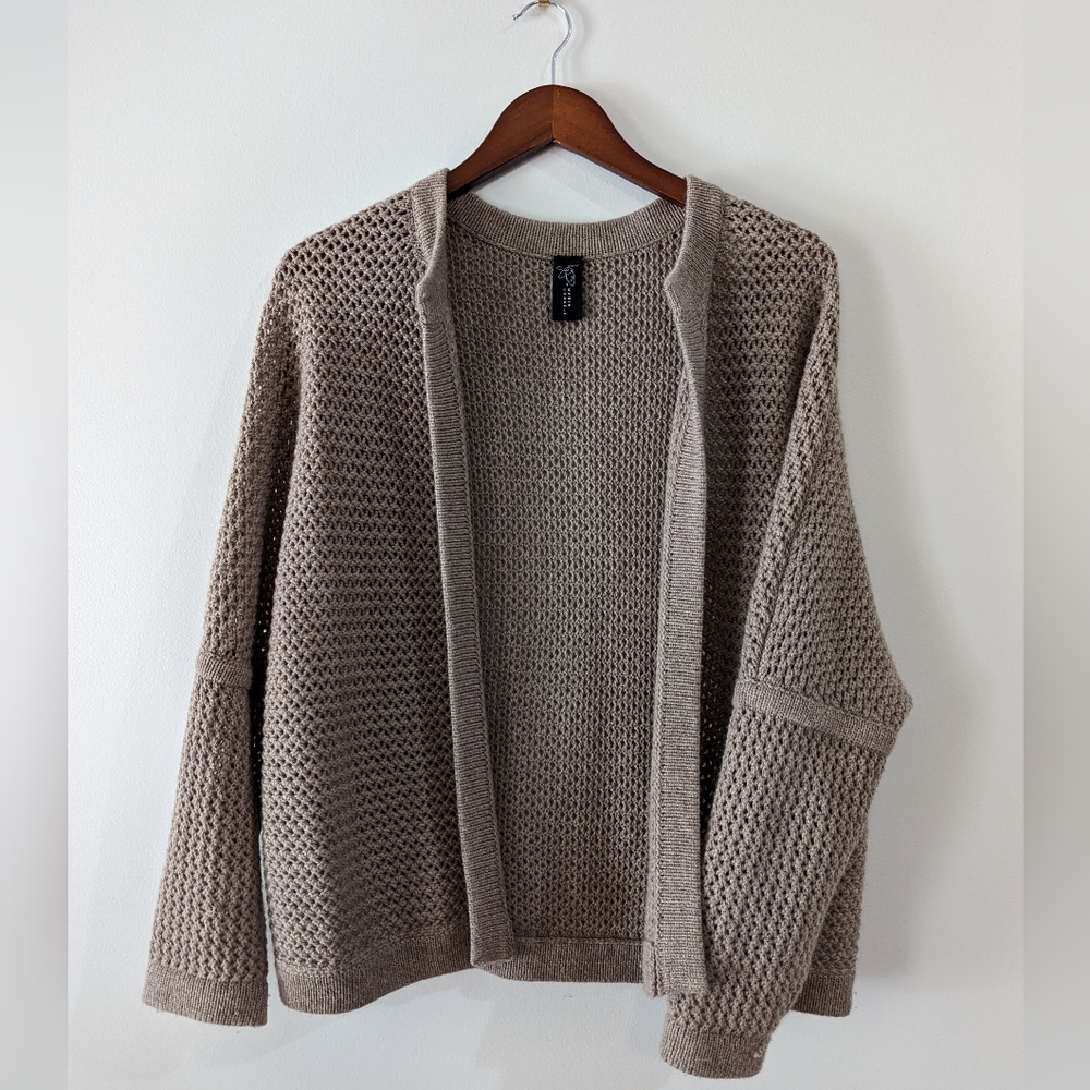 Zero + Maria Cornejo Taupe Open-Knit Cardigan
